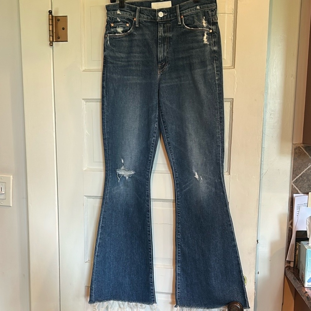 MOTHER Blue Supper Cruiser Flare Leg Jeans in Born to Bite